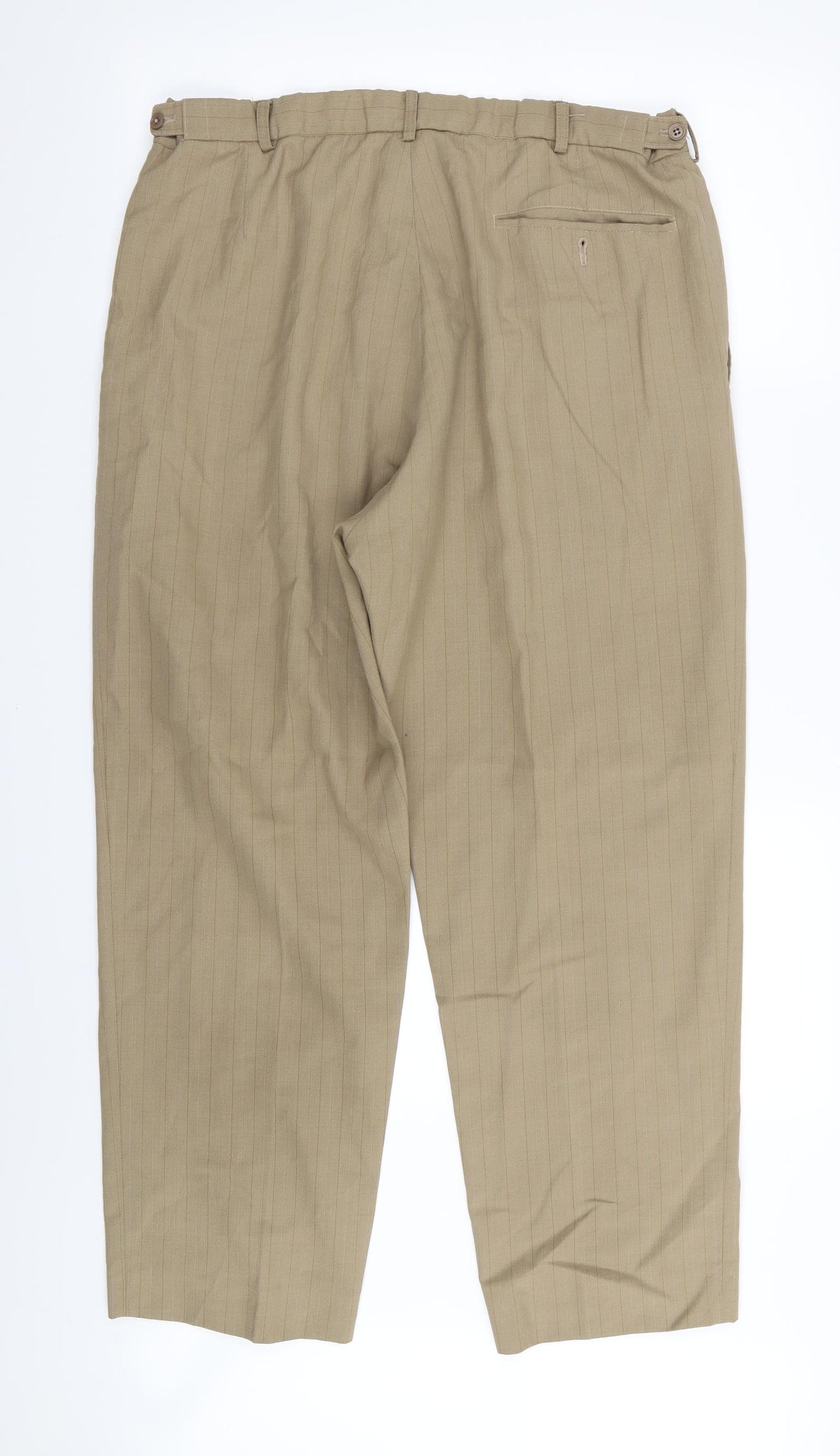 Preworn Mens Beige Striped  Trousers  Size 32 in L27 in