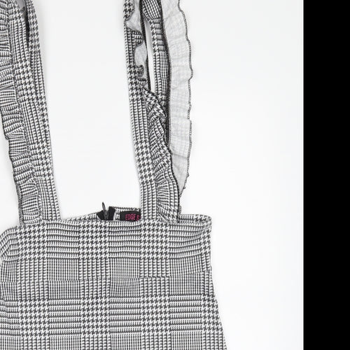 Edge Street Womens Black Check  Pinafore/Dungaree Dress  Size 12