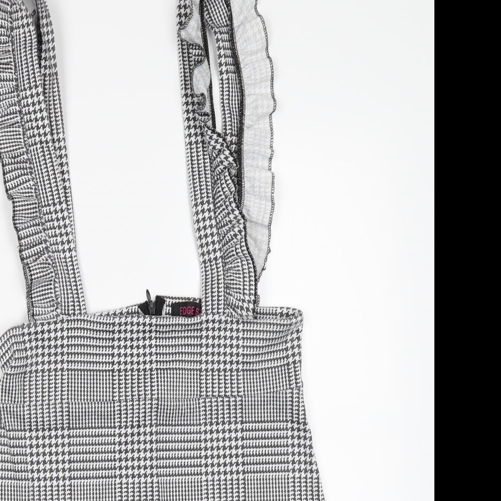 Edge Street Womens Black Check  Pinafore/Dungaree Dress  Size 12