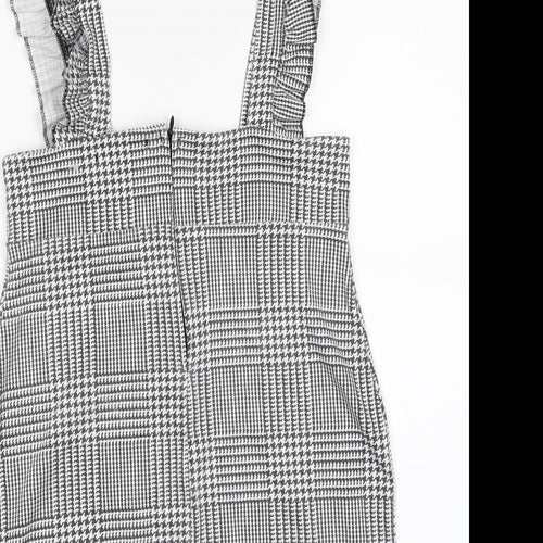 Edge Street Womens Black Check  Pinafore/Dungaree Dress  Size 12