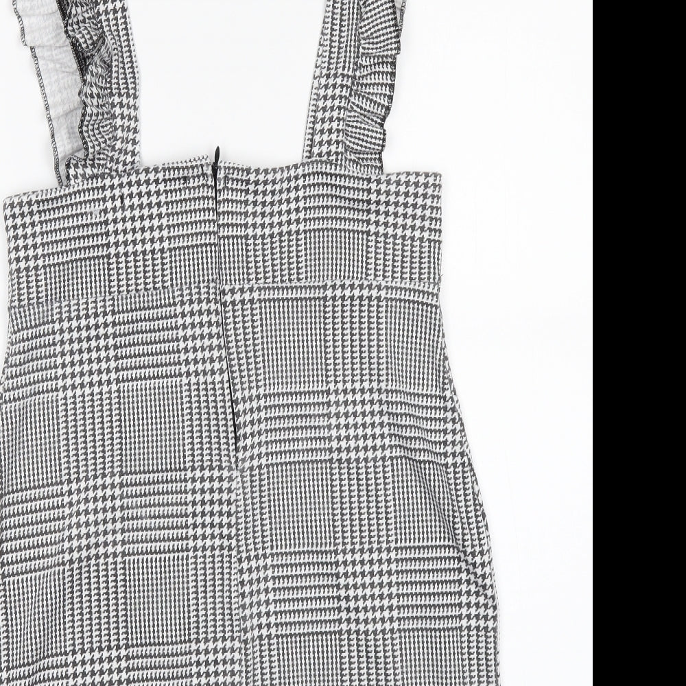 Edge Street Womens Black Check  Pinafore/Dungaree Dress  Size 12