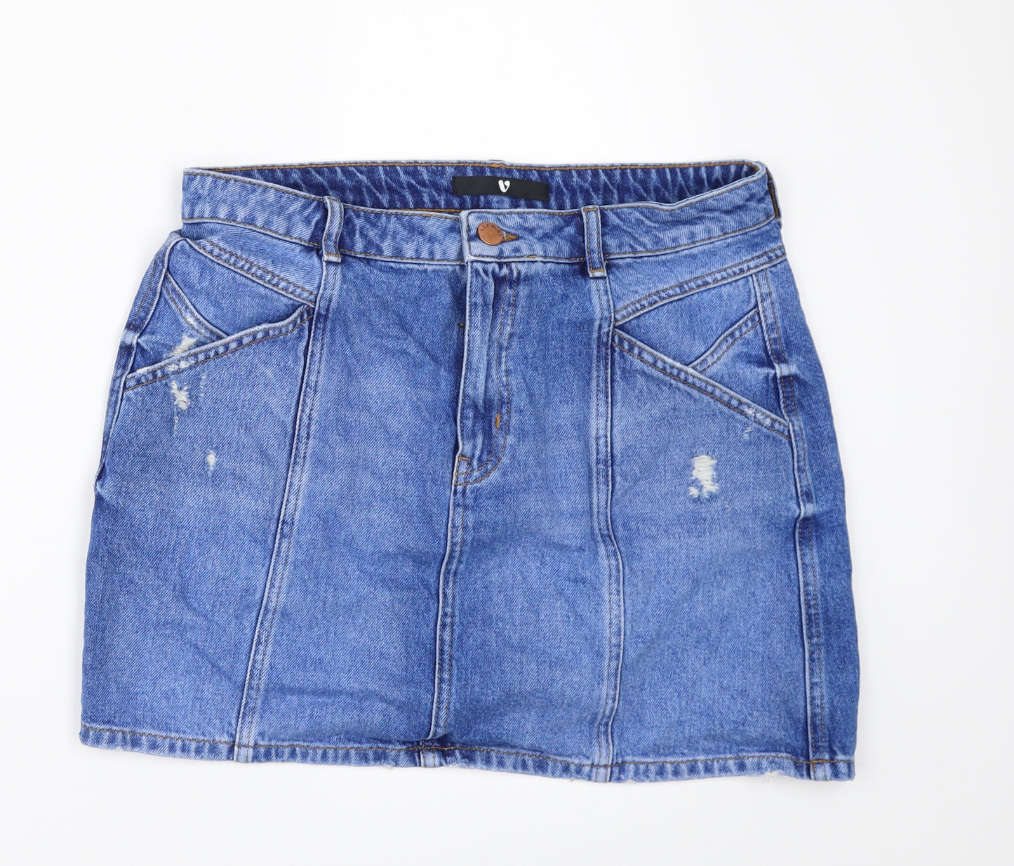 Very Womens Blue  Denim Mini Skirt Size 14