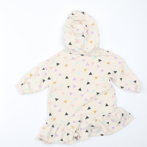 NEXT Girls Beige Geometric  Pullover Hoodie Size 2-3 Years