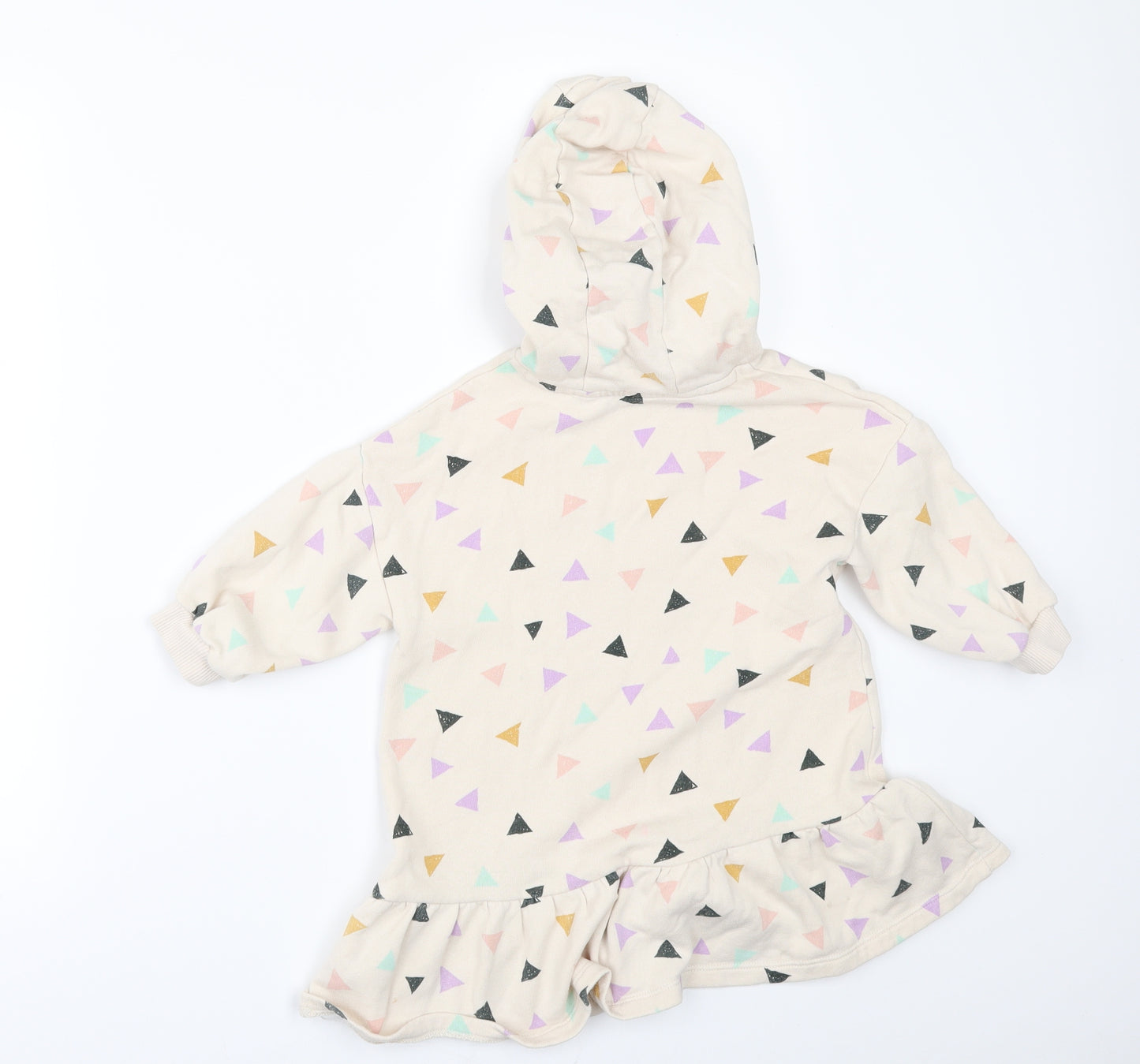 NEXT Girls Beige Geometric  Pullover Hoodie Size 2-3 Years