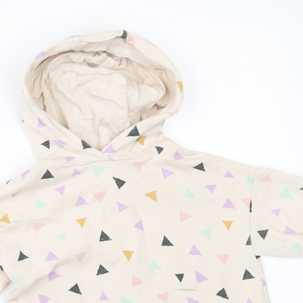 NEXT Girls Beige Geometric  Pullover Hoodie Size 2-3 Years
