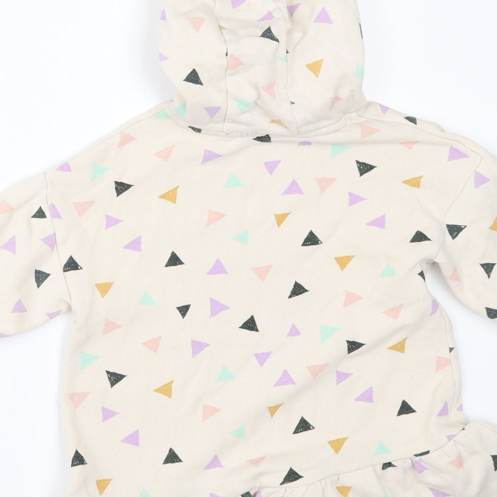 NEXT Girls Beige Geometric  Pullover Hoodie Size 2-3 Years
