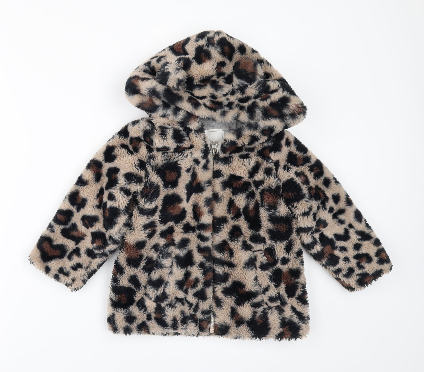 NEXT Girls Brown Animal Print Ramie Jacket  Size 18-24 Months  - Fur