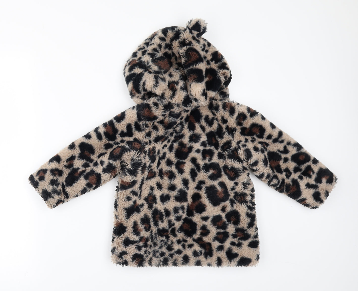 NEXT Girls Brown Animal Print Ramie Jacket  Size 18-24 Months  - Fur