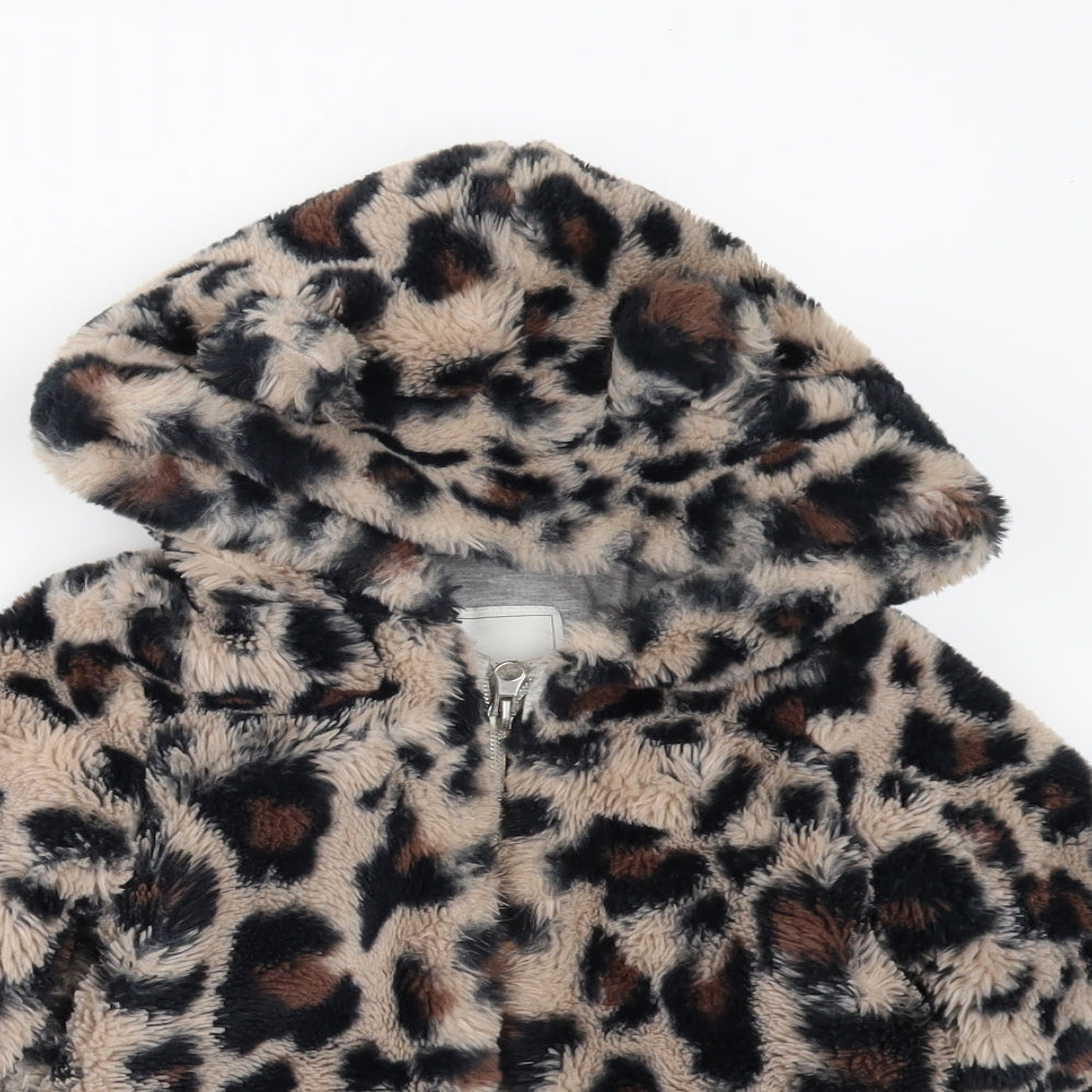 NEXT Girls Brown Animal Print Ramie Jacket  Size 18-24 Months  - Fur