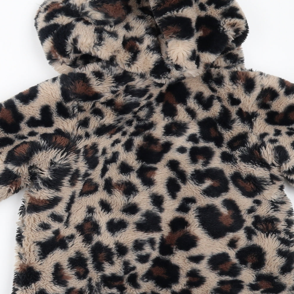 NEXT Girls Brown Animal Print Ramie Jacket  Size 18-24 Months  - Fur
