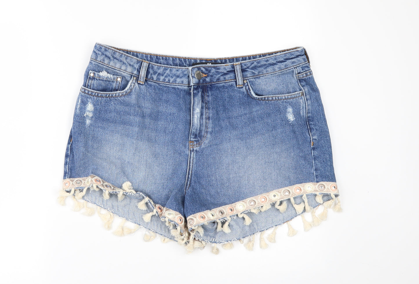 Very Womens Blue  Denim Hot Pants Shorts Size 14
