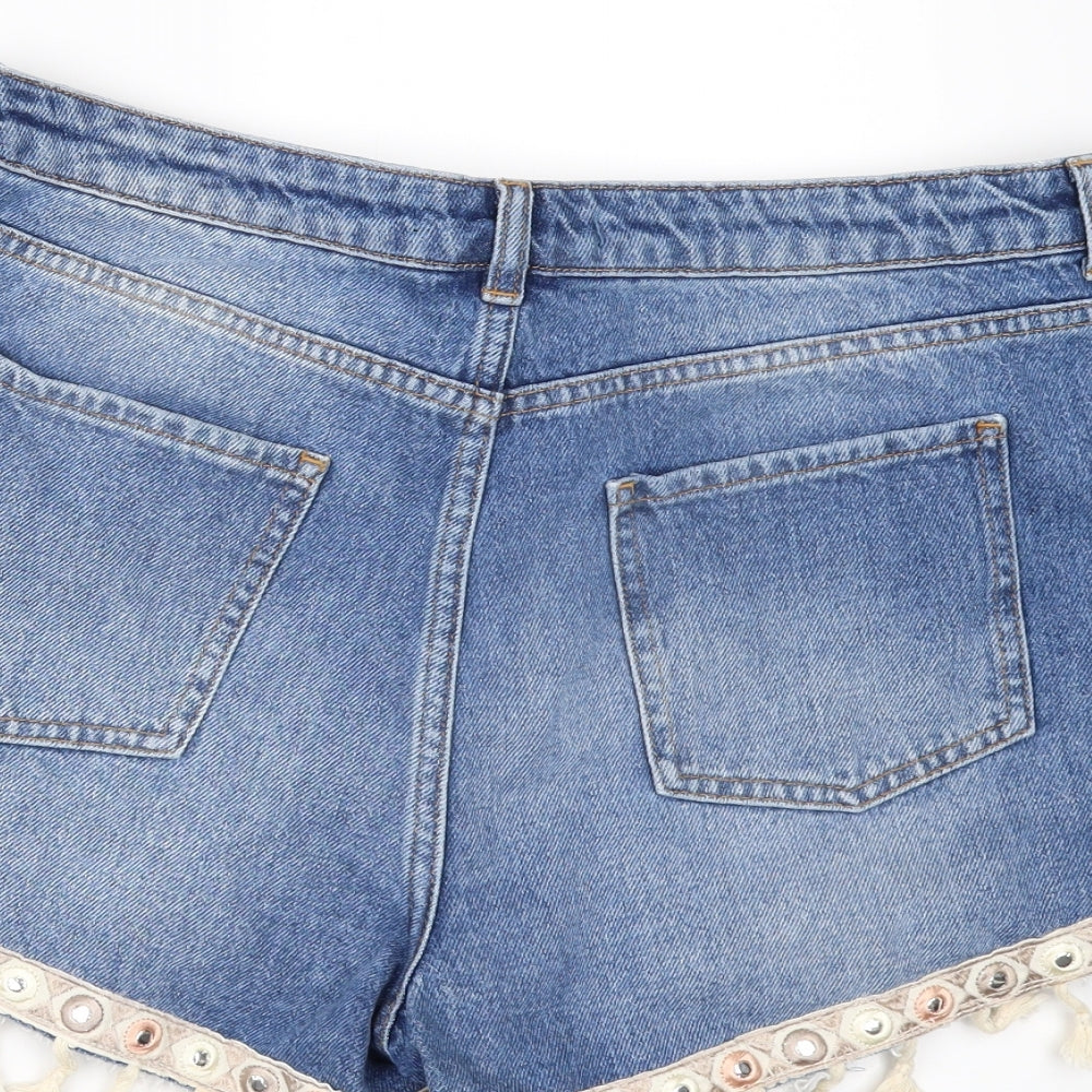 Very Womens Blue  Denim Hot Pants Shorts Size 14