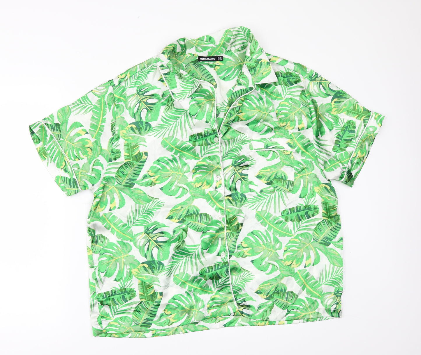 PRETTYLITTLETHING Womens Green Floral  Kimono Pyjama Set Size 12  - pyjama shorts