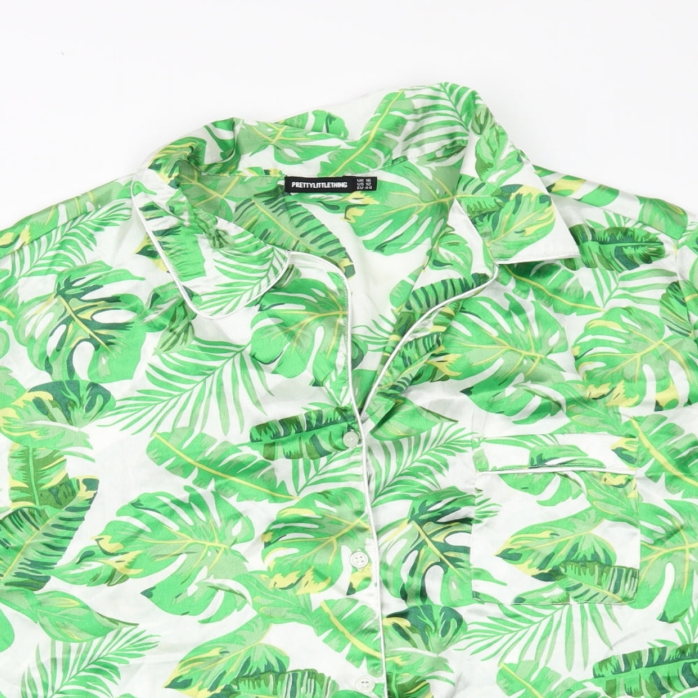 PRETTYLITTLETHING Womens Green Floral  Kimono Pyjama Set Size 12  - pyjama shorts