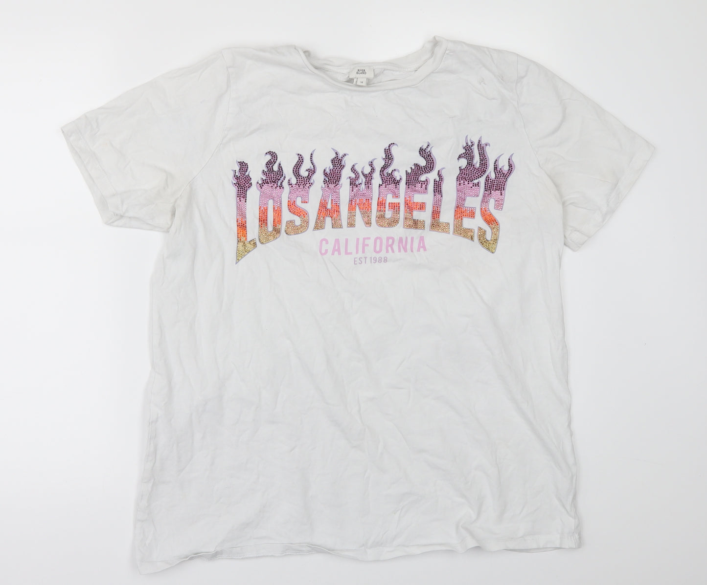 River Island Womens White   Basic T-Shirt Size 14  - Los Angeles