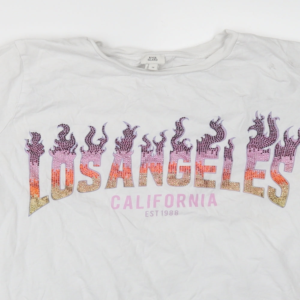 River Island Womens White   Basic T-Shirt Size 14  - Los Angeles