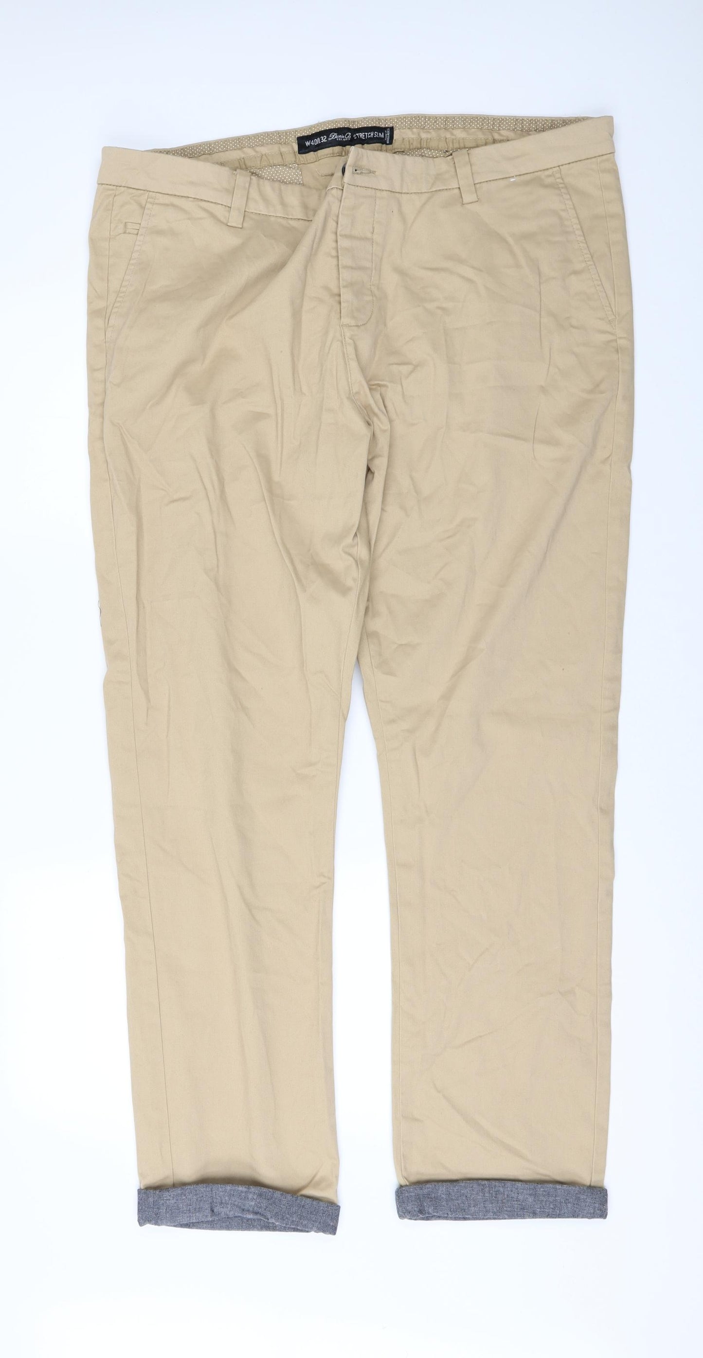 Denim & Co. Mens Beige   Chino Trousers Size 40 in L32 in
