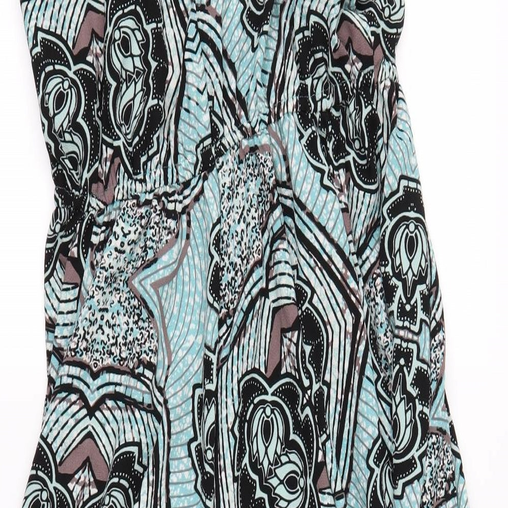 H&M Womens Blue Geometric  A-Line  Size 12  - SHAPED HEM