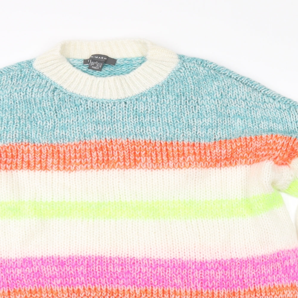 Primark Womens Ivory Striped  Pullover Jumper Size L