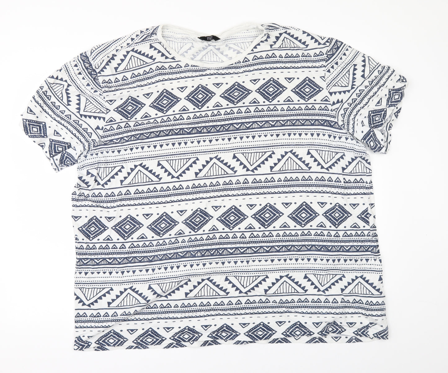 F&F Mens White Geometric   T-Shirt Size XL