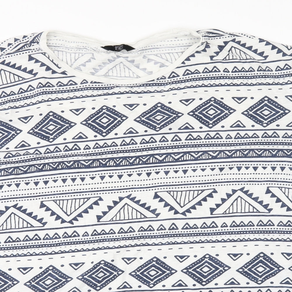 F&F Mens White Geometric   T-Shirt Size XL
