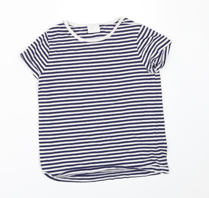 F&F Girls White Striped  Basic T-Shirt Size 5-6 Years