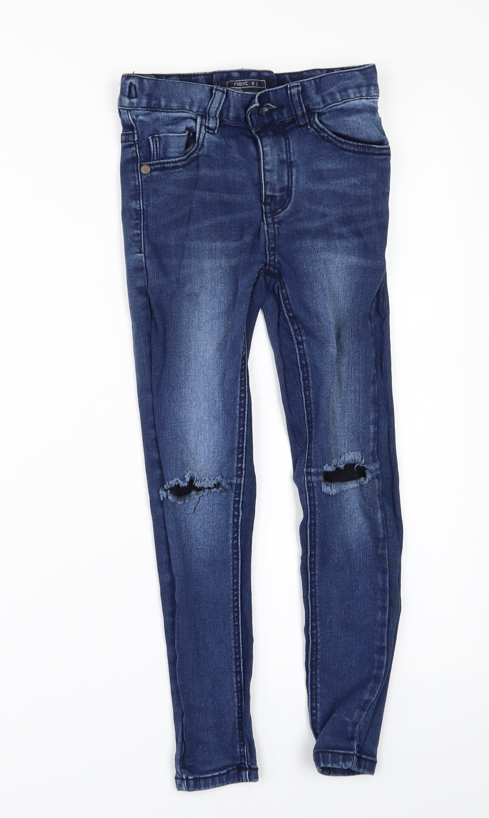 NEXT Boys Blue  Denim Skinny Jeans Size 7 Years - DISTRESSED