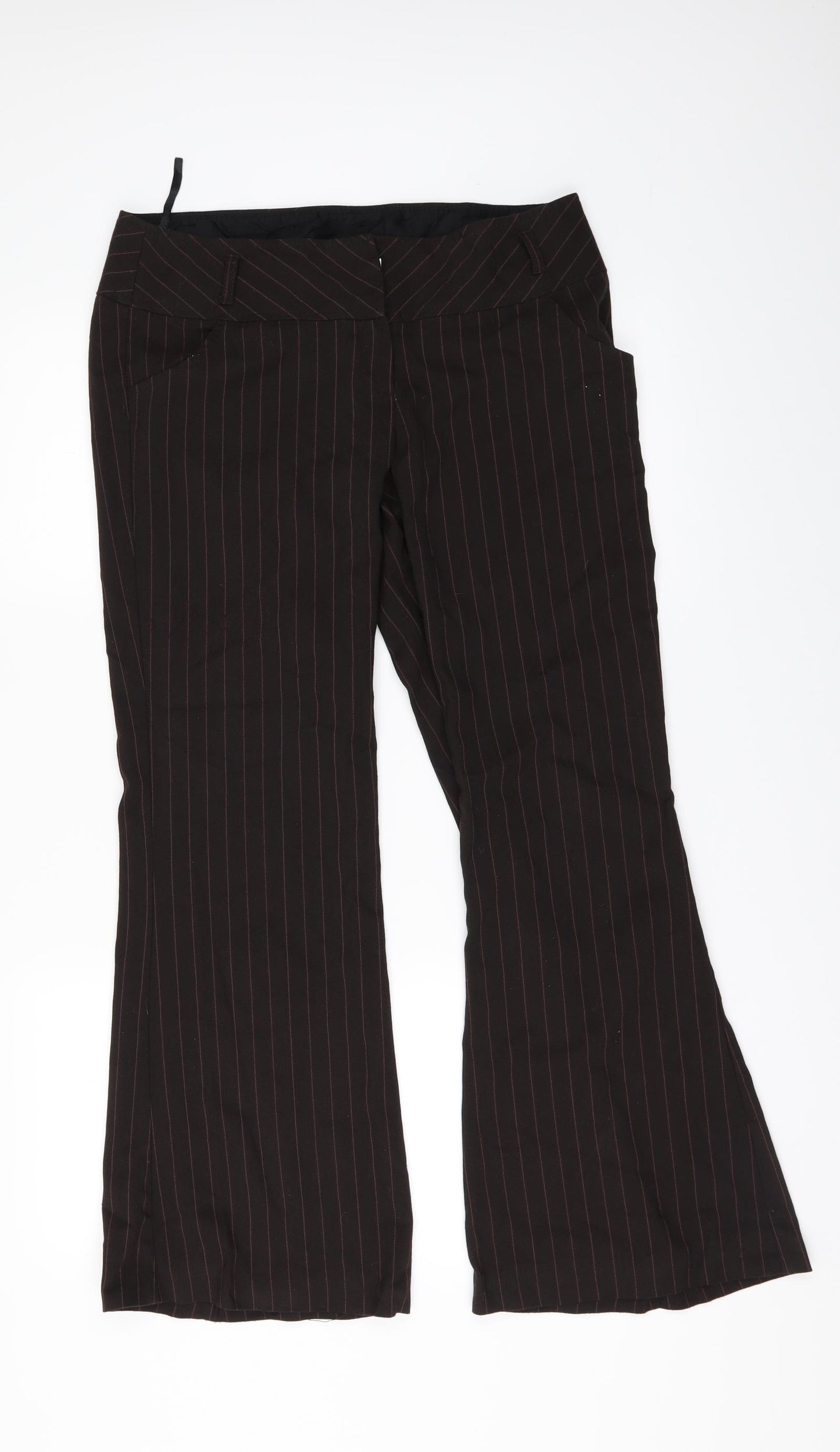 New Look Womens Brown Striped  Trousers  Size 10 L29 in