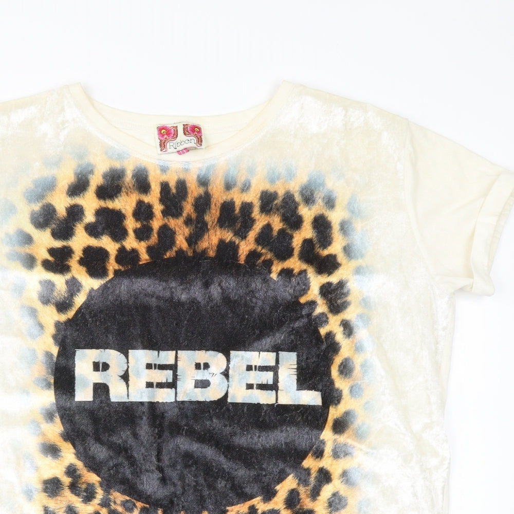 Ribbon Womens Ivory   Basic T-Shirt Size 12