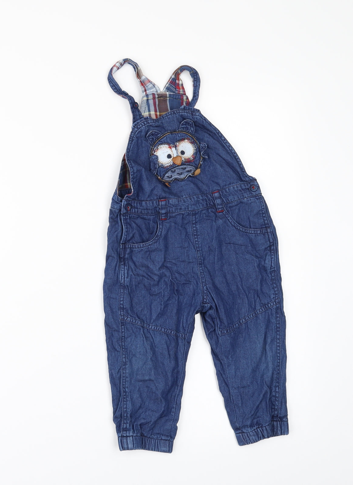 Charanga Baby Blue  Denim Dungaree One-Piece Size 12-18 Months  - OWL
