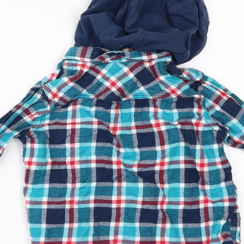 F&F Boys Blue Check  Basic Button-Up Size 3-4 Years
