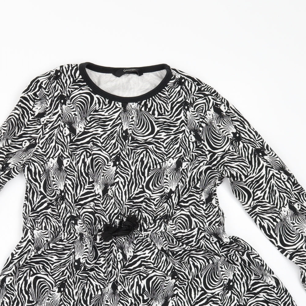 George Girls White Geometric  A-Line  Size 8-9 Years