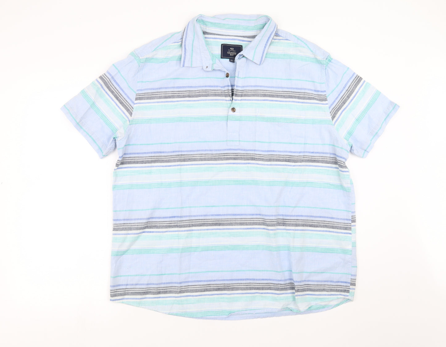 Atlantic Bay Mens Blue Striped   Button-Up Size XL
