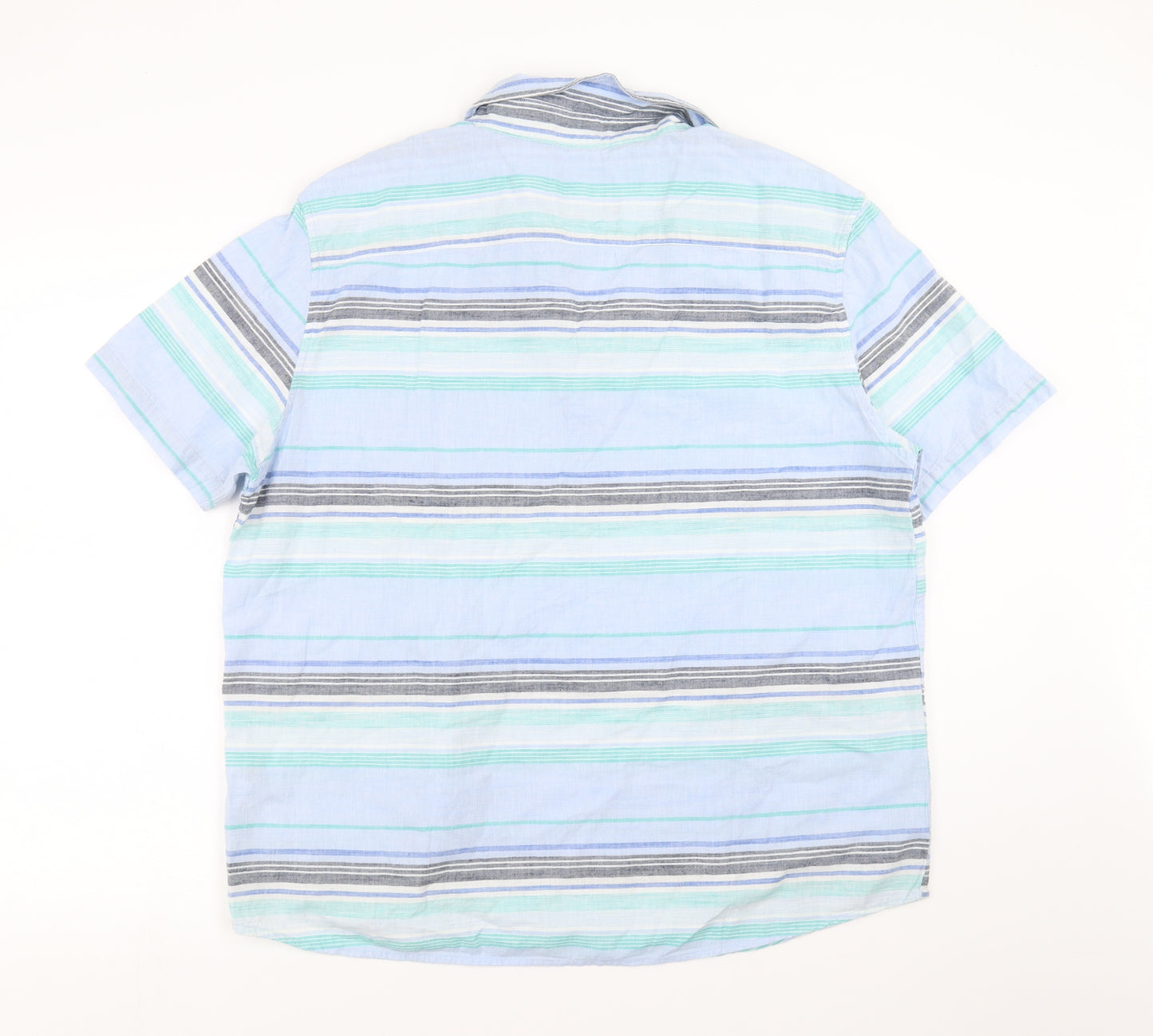 Atlantic Bay Mens Blue Striped   Button-Up Size XL