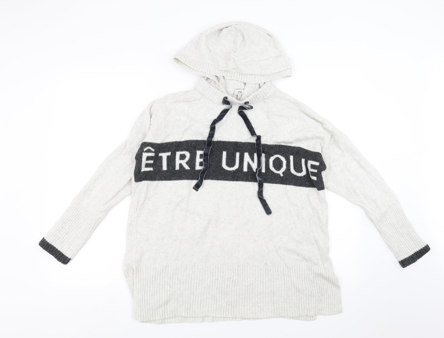 River Island Womens Grey   Pullover Hoodie Size 8  - etre unique