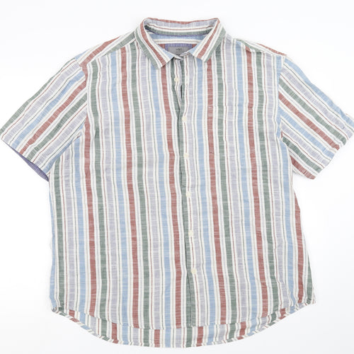 Marks and Spencer Mens Multicoloured Striped   Button-Up Size XL