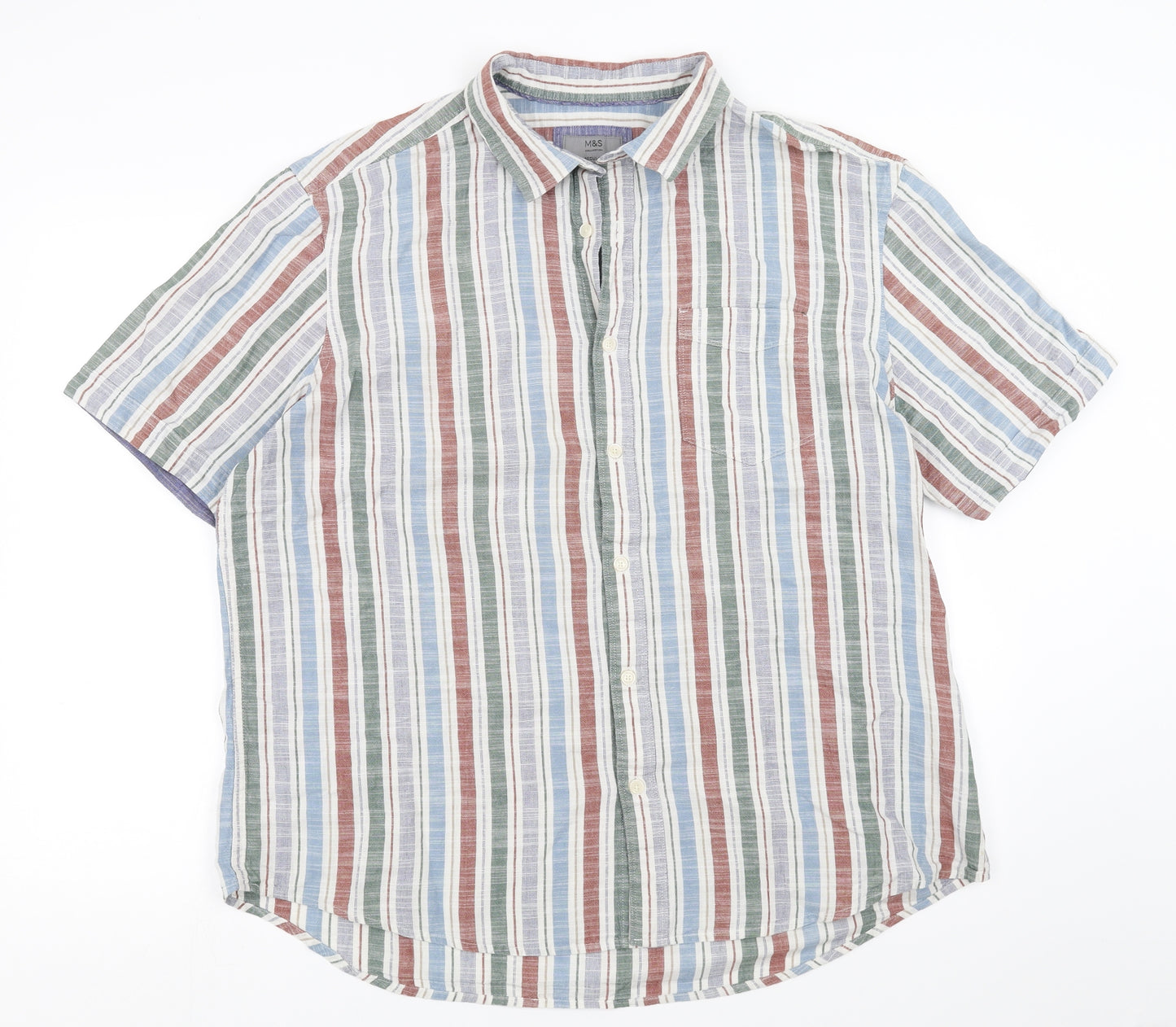 Marks and Spencer Mens Multicoloured Striped   Button-Up Size XL