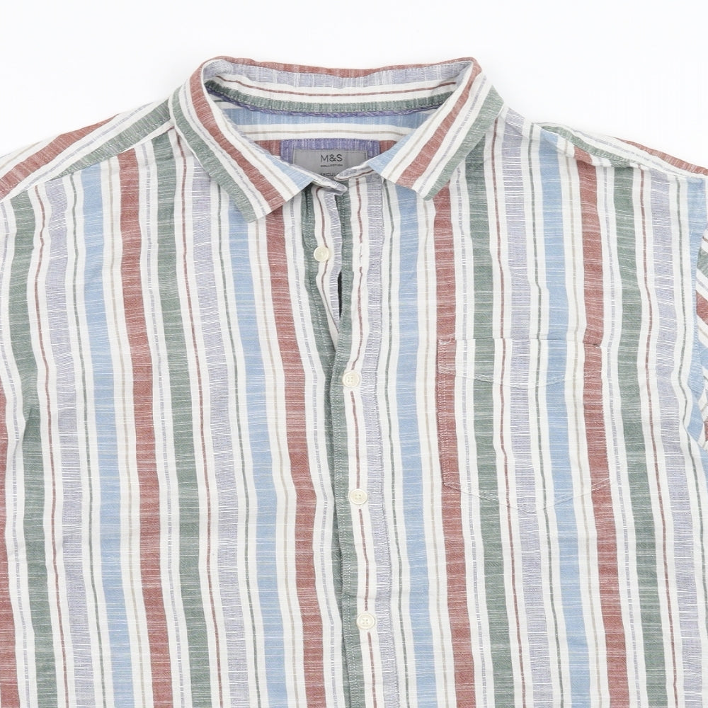 Marks and Spencer Mens Multicoloured Striped   Button-Up Size XL
