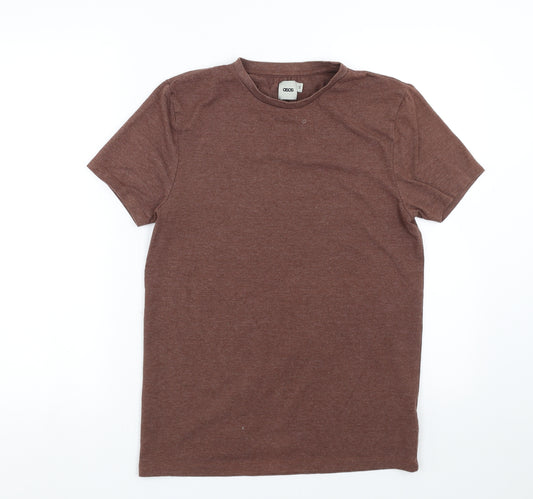 Front view of ASOS women’s brown basic t-shirt, size S