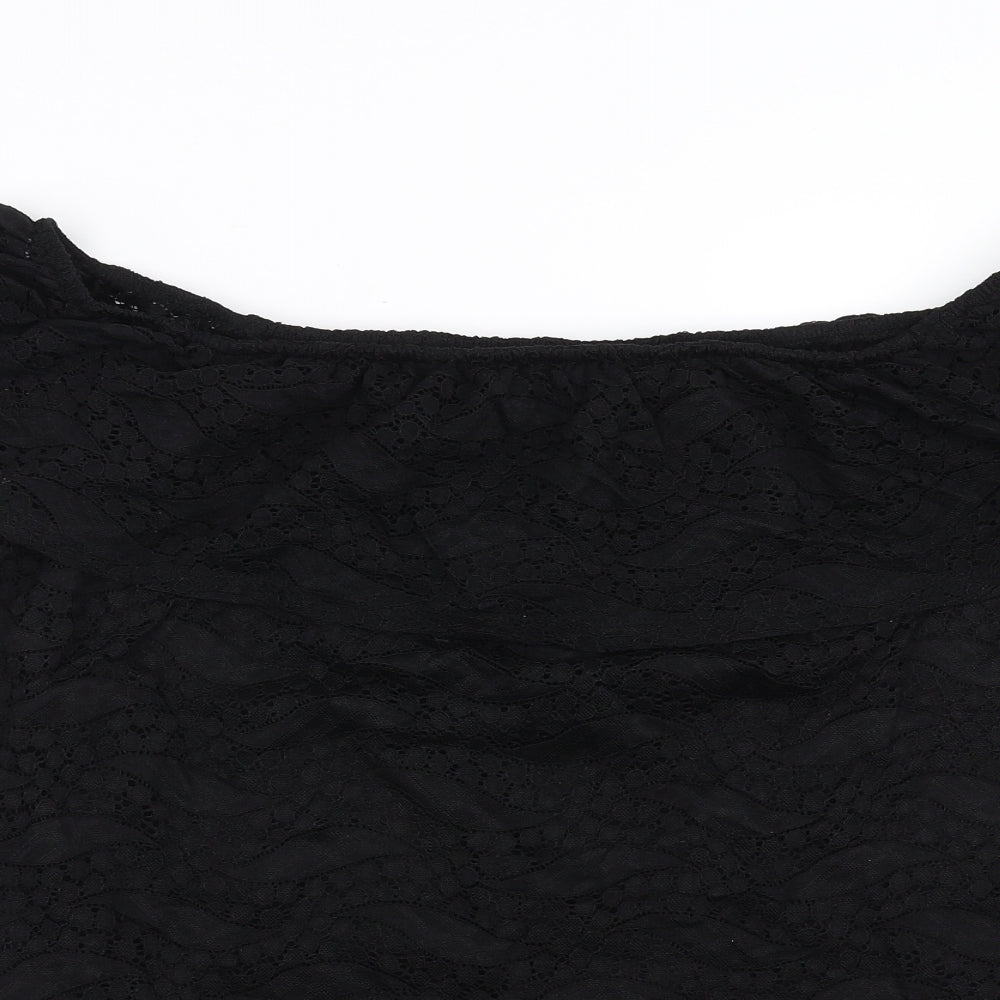 George Womens Black Geometric  Basic Blouse Size 20  - Lace detail