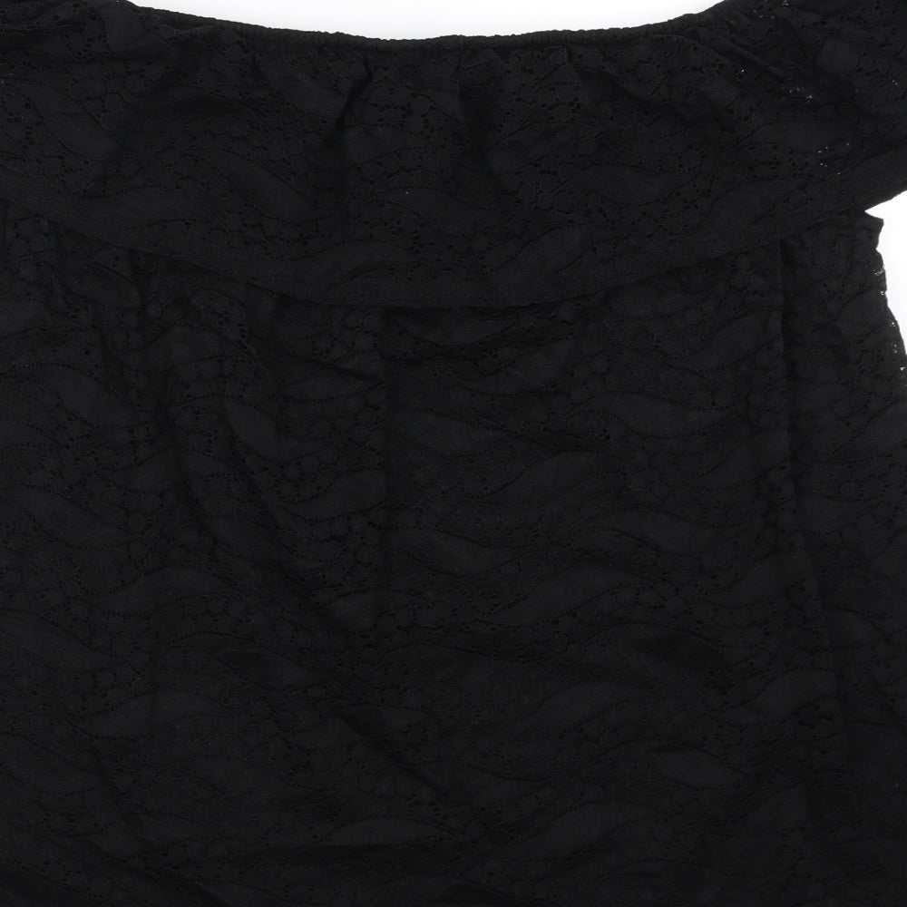 George Womens Black Geometric  Basic Blouse Size 20  - Lace detail
