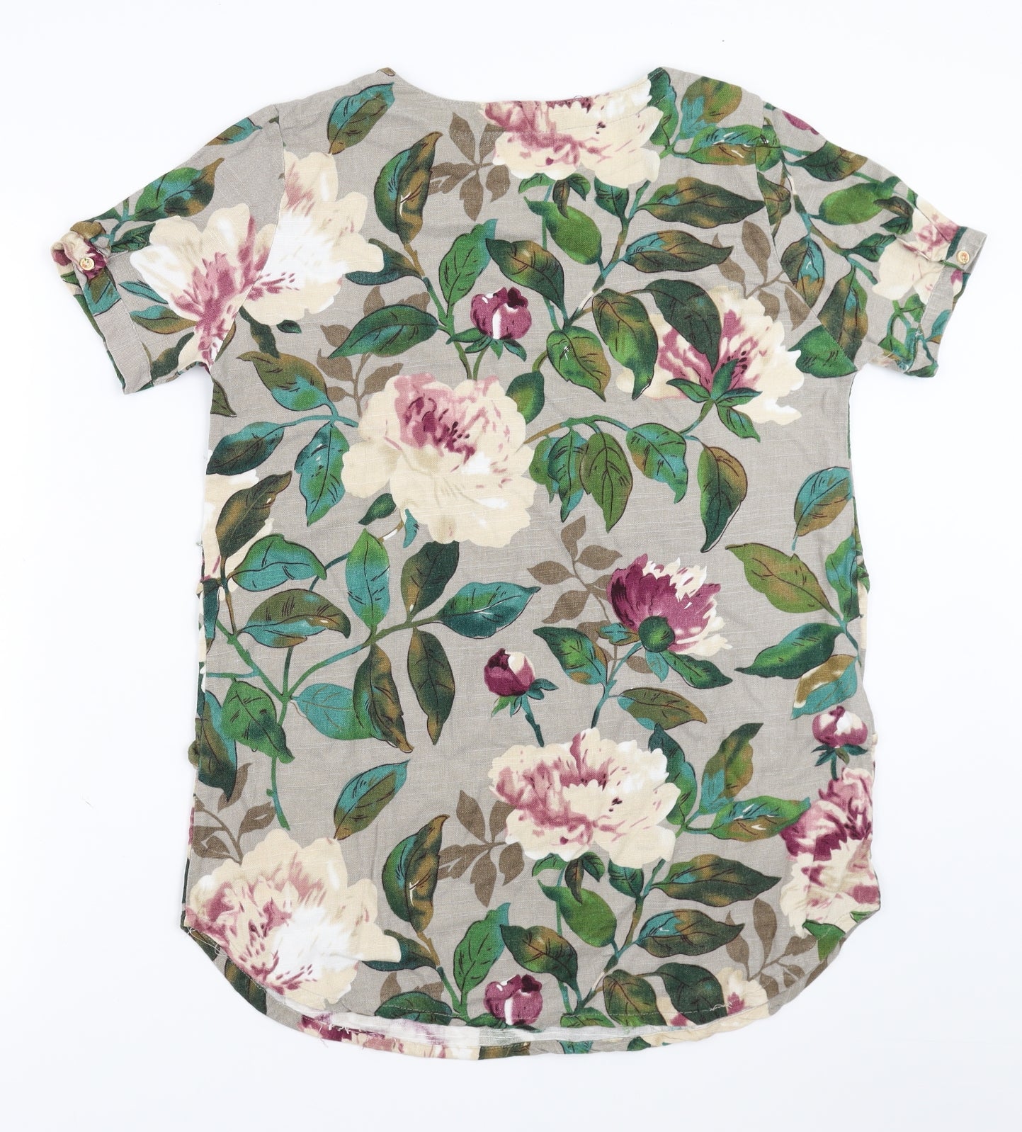 Zaful Womens Beige Floral  Basic Blouse Size S