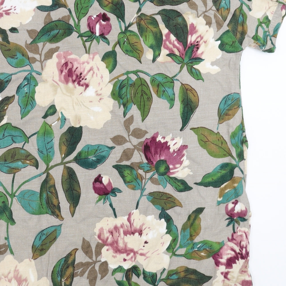 Zaful Womens Beige Floral  Basic Blouse Size S