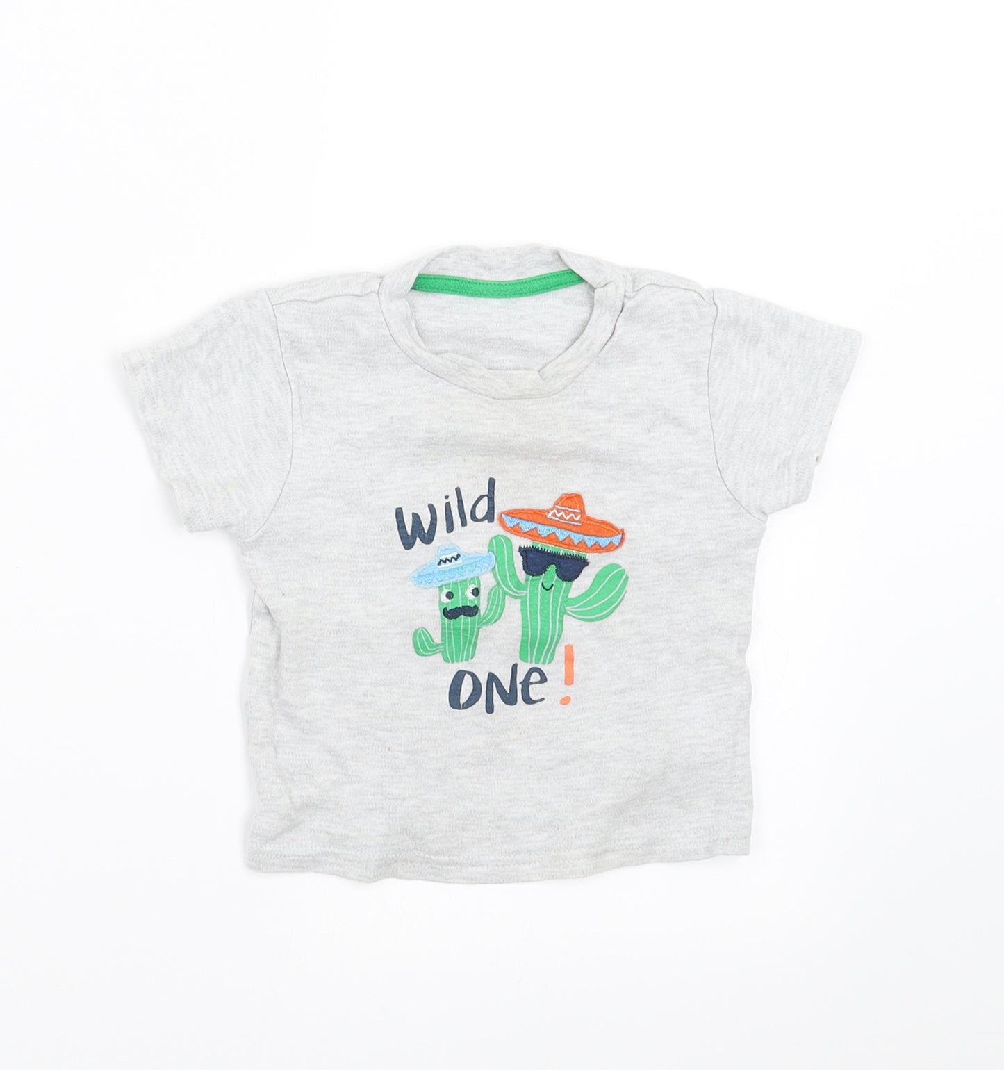 Primark Boys Grey   Basic T-Shirt Size 9-12 Months  - wild one