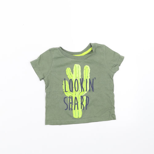 Primark Baby Green   Basic T-Shirt Size 9-12 Months  - cactus