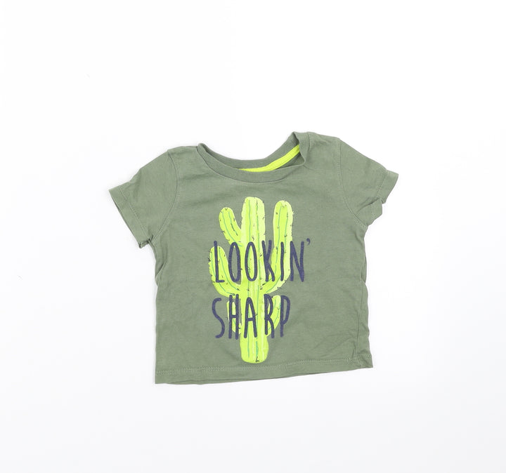 Primark Baby Green   Basic T-Shirt Size 9-12 Months  - cactus