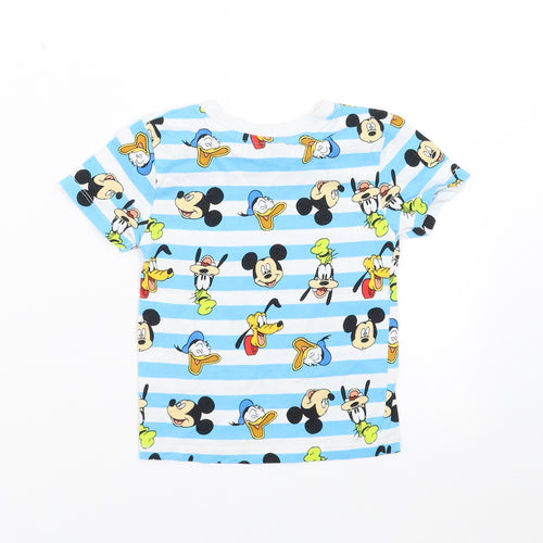Primark Boys Blue Striped  Basic T-Shirt Size 12-18 Months  - Mickey and Friends