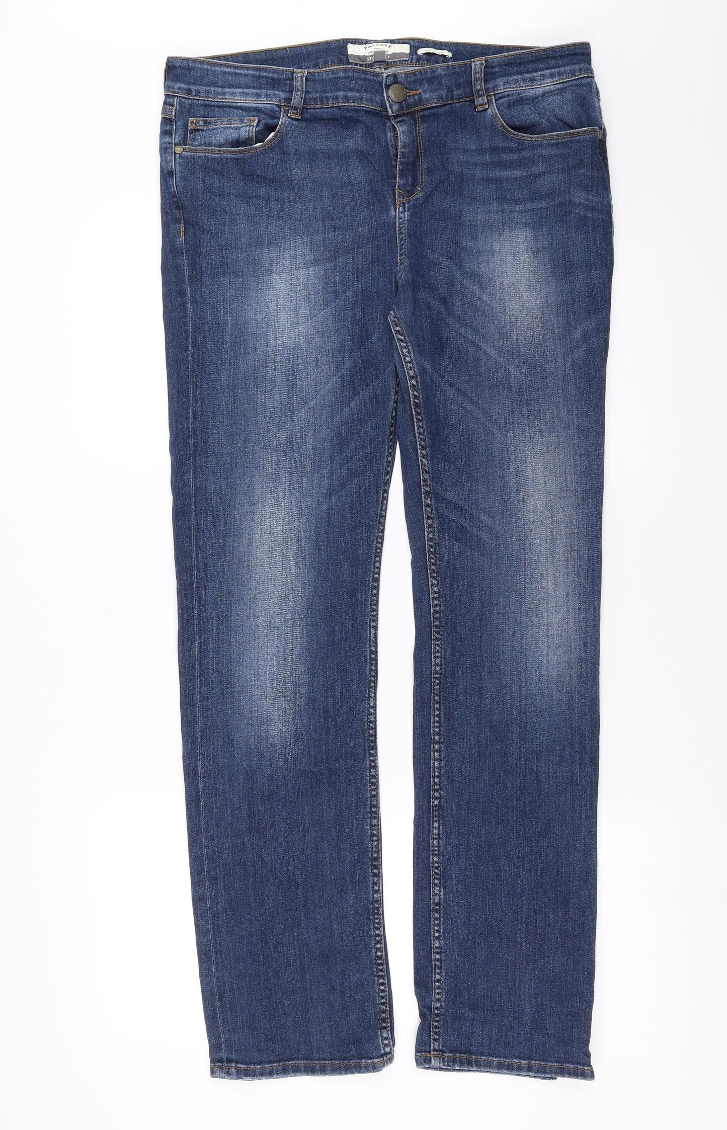 Fat Face Womens Blue  Denim Straight Jeans Size 14 L31 in