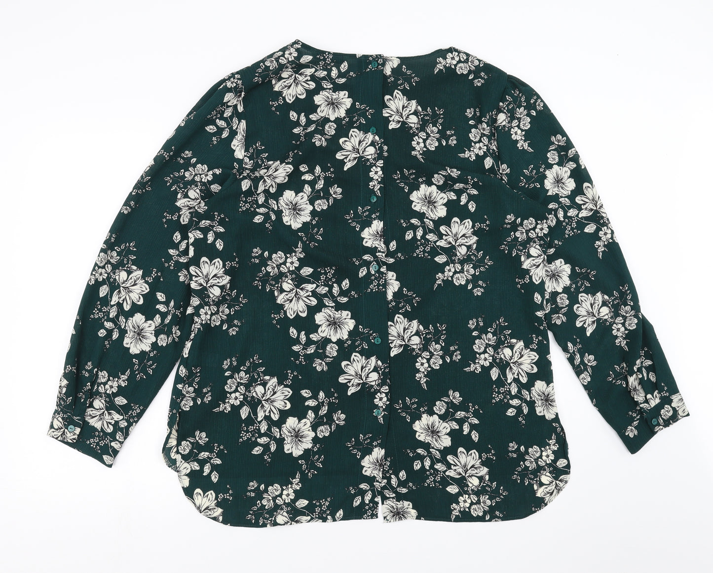 George Womens Green Floral  Basic Blouse Size 16