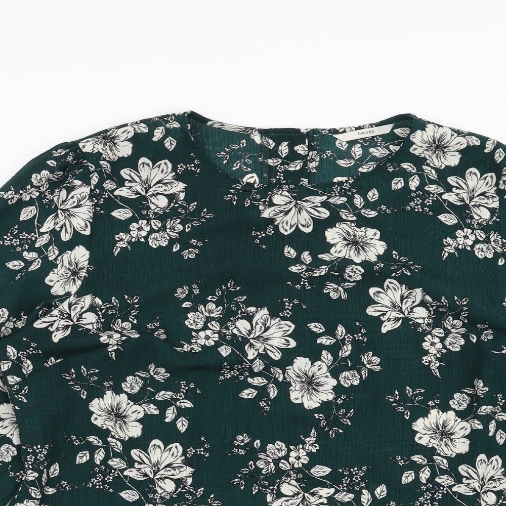 George Womens Green Floral  Basic Blouse Size 16